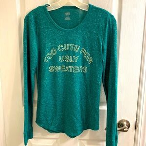 VICTORIA’S SECRET PINK ~ CHRISTMAS Too cute for Ugly Sweaters Long Top Sz M